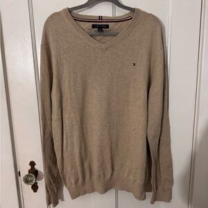 Tommy Hilfiger Men's Tan V-Neck Sweater